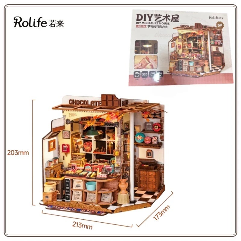 رولايف أحجية ثلاثية الأبعاد New Rolife Handmade DIY Hut Henry's Chocolate Shop Miniature Scene Art House Assembling Blocks Children's Surprise Birthday Gift, A5 - Image 2