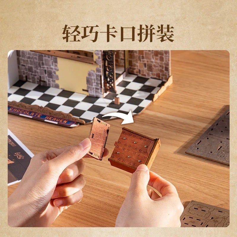 رولايف أحجية ثلاثية الأبعاد New Rolife Handmade DIY Hut Henry's Chocolate Shop Miniature Scene Art House Assembling Blocks Children's Surprise Birthday Gift, A5 - Image 4