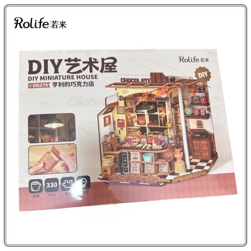 رولايف أحجية ثلاثية الأبعاد New Rolife Handmade DIY Hut Henry's Chocolate Shop Miniature Scene Art House Assembling Blocks Children's Surprise Birthday Gift, A5 - Image 3