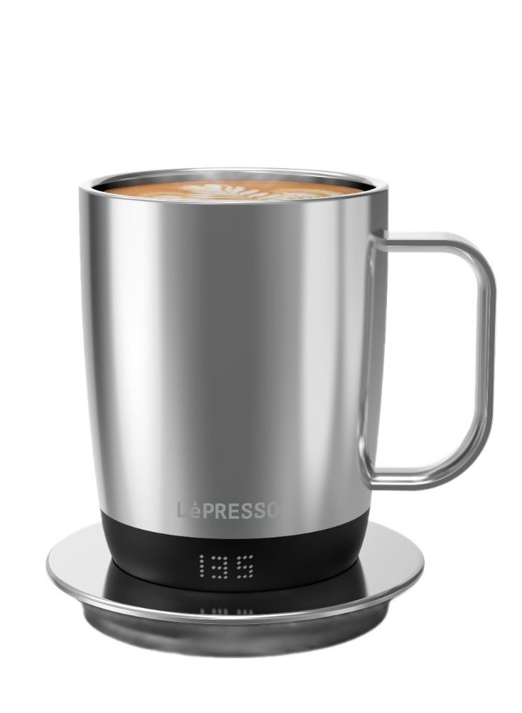 LePRESSO AURELIO Ceramic Mug with Temperature Control Base / Temperature Range 50°C to 62.5°C / Capacity 300ml / Capacity 300ml IPX7 / Charger Type-C -Silver - Image 1
