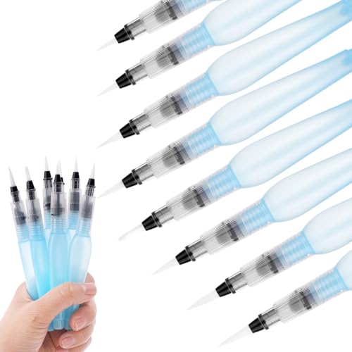 Prasacco 8-Piece Watercolour Brush Pens - Refillable Water Brush Pens for Watercolor Painting, Artists, Calligraphy - Image 1