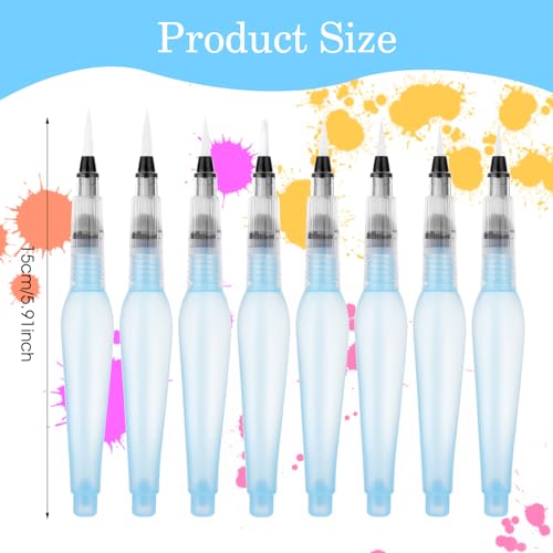 Prasacco 8-Piece Watercolour Brush Pens - Refillable Water Brush Pens for Watercolor Painting, Artists, Calligraphy - Image 2