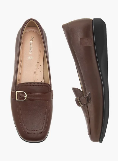 بابريكا Women's Solid Slip-On Loafers with Metal Accent