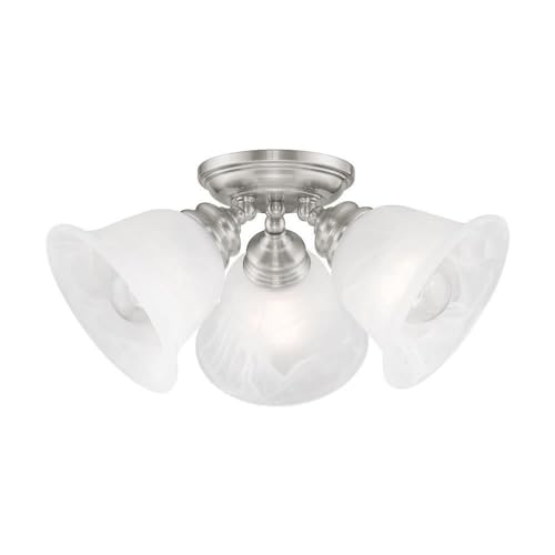 Livex Lighting 1358-91 Essex 3-Light Ceiling Mount, Brushed Nickel - Image 5