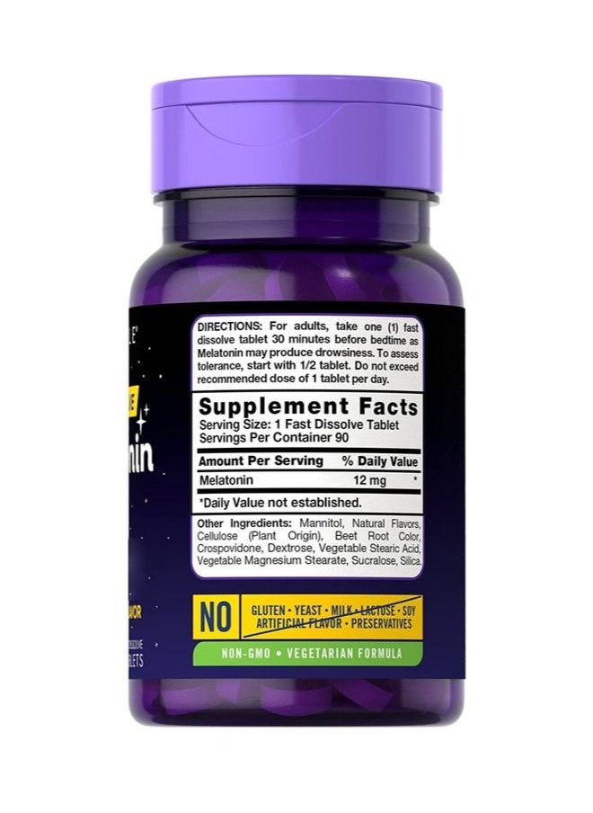 CARLYLE - Carlyle Melatonin 12 mg Fast Dissolve 90 Tablets Nighttime Sleep Aid Natural Berry Flavor Vegetarian Gluten Free - Image 1