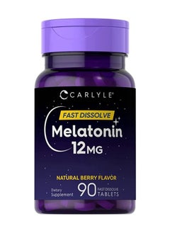 CARLYLE Carlyle Melatonin 12 mg Fast Dissolve 90 Tablets Nighttime Sleep Aid Natural Berry Flavor Vegetarian Gluten Free  - Image 1