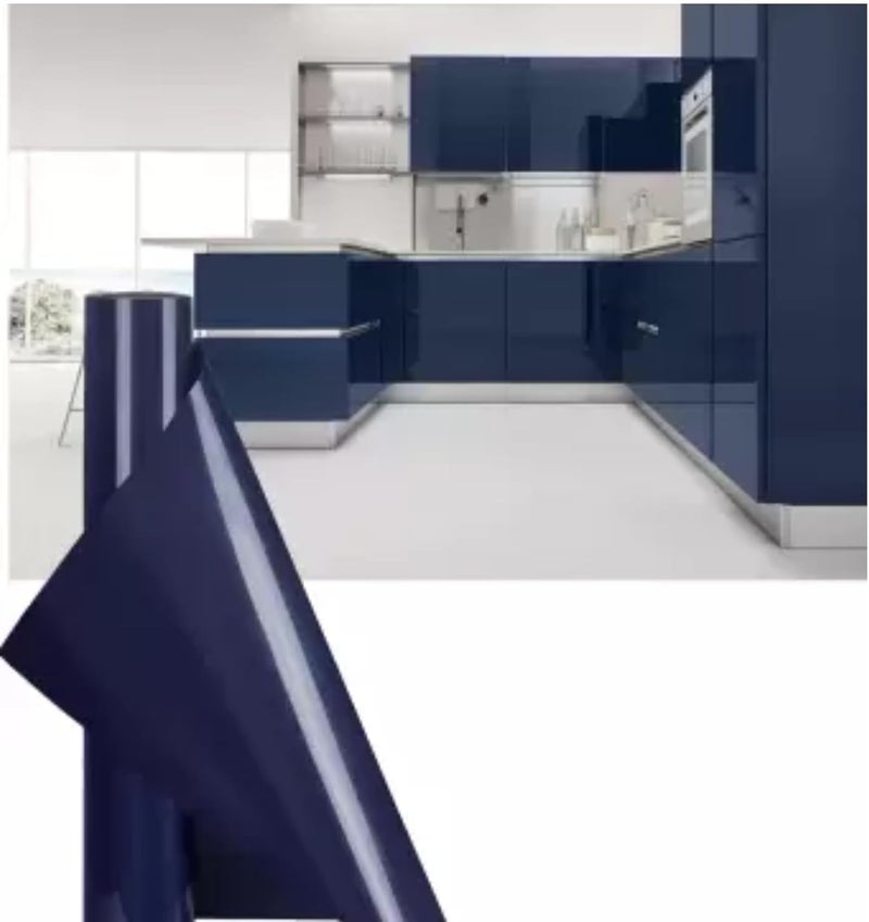 COSMOS STAR Solid Navy Blue Wallpaper Peel and Stick Matte Solid Contact Paper Vinyl Wallpaper for Walls Cabinets Shelf Countertop Kitchen (24 x 50 inch, Navy Blue Glossy) - Image 1