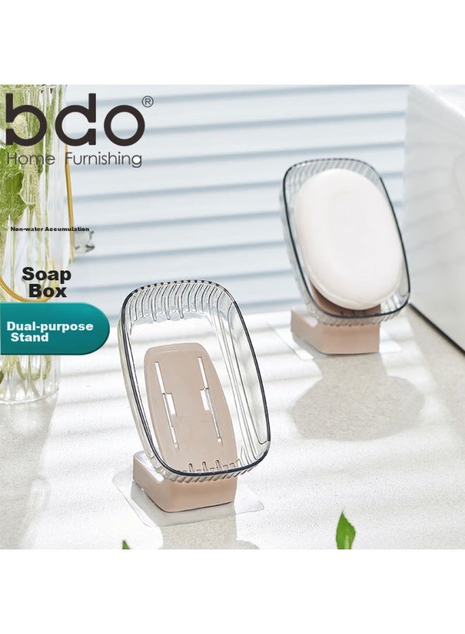 Bdo Soap Dish, Bathroom Soap Holder, No Drilling Required, Draining Storage, Transparent Countertop And Wall-mounted Dual-use Soap Dish - Image 1