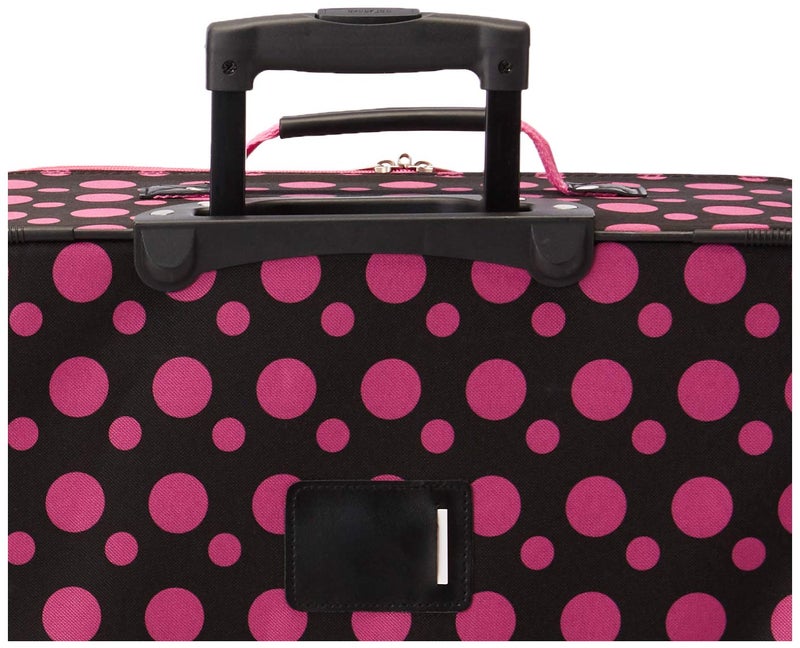 Rockland Fashion Softside Upright Luggage Set, Black/Pink Dot, 4-Piece (14/19/24/28) - Image 5