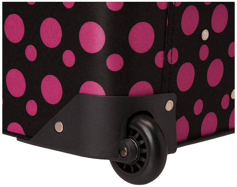 Rockland Fashion Softside Upright Luggage Set, Black/Pink Dot, 4-Piece (14/19/24/28) - Image 2