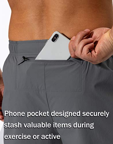 Pudolla Men's Workout Athletic Pants Elastic Waist Jogging Running Pants for Men with Zipper Pockets (Dark Grey XX-Large) - Image 4