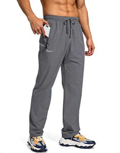 Pudolla Men's Workout Athletic Pants Elastic Waist Jogging Running Pants for Men with Zipper Pockets (Dark Grey XX-Large) - Image 1