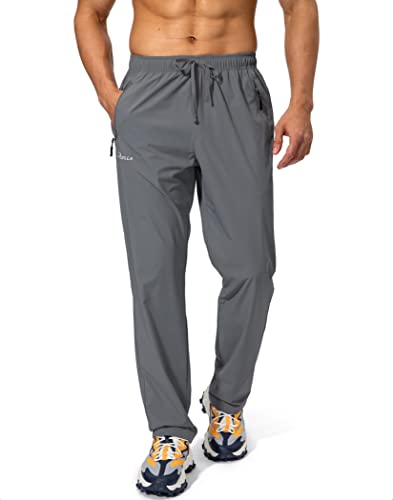 Pudolla Men's Workout Athletic Pants Elastic Waist Jogging Running Pants for Men with Zipper Pockets (Dark Grey XX-Large) - Image 2