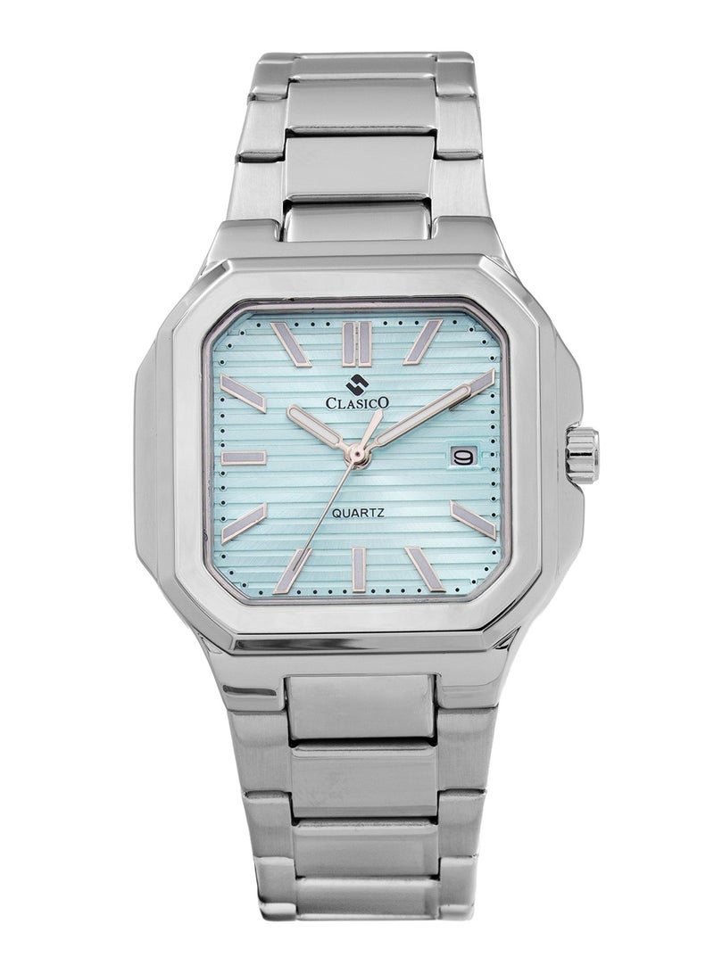 Clasico ساعة ليونيس كواتز المعدنية الفاخرة للرجال - زرقاء تيفاني متينة - Image 1