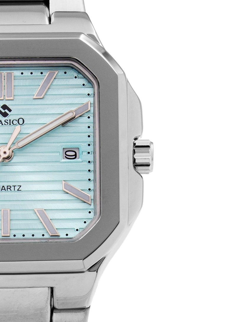 Clasico ساعة ليونيس كواتز المعدنية الفاخرة للرجال - زرقاء تيفاني متينة - Image 2