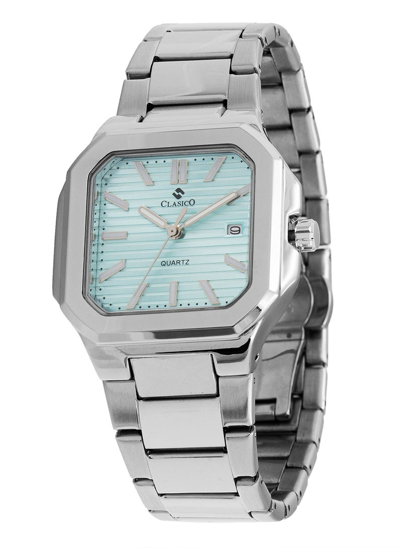 Clasico ساعة ليونيس كواتز المعدنية الفاخرة للرجال - زرقاء تيفاني متينة - Image 3