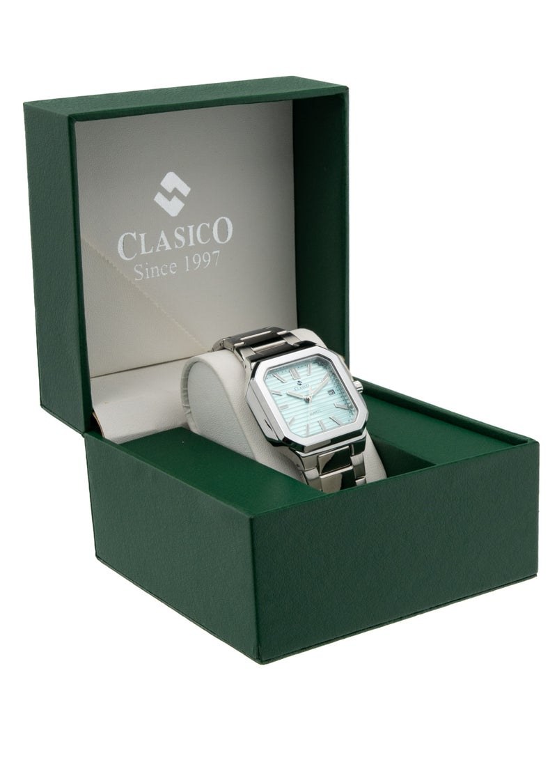 Clasico ساعة ليونيس كواتز المعدنية الفاخرة للرجال - زرقاء تيفاني متينة - Image 5