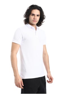 Andora Pique Pattern Short Sleeves White Polo Shirt_White  - Image 2