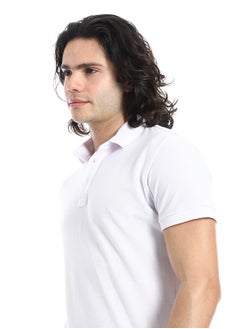 Andora Pique Pattern Short Sleeves White Polo Shirt_White  - Image 4