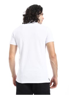 Andora Pique Pattern Short Sleeves White Polo Shirt_White  - Image 3