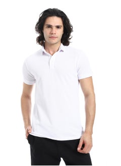 Andora Pique Pattern Short Sleeves White Polo Shirt_White  - Image 1