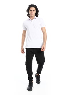 Andora Pique Pattern Short Sleeves White Polo Shirt_White  - Image 5