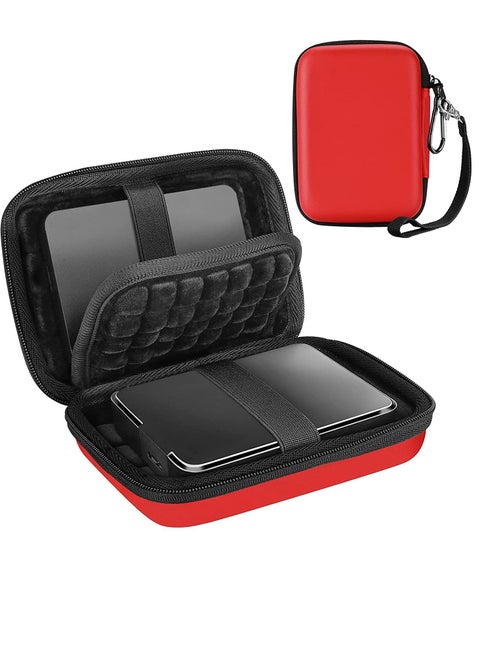 Hard Drive Case 2.5 Inch for Elements WD My Passport Canvio Basics Seagate Backup Plus Slim Expansion 1TB 2TB 3TB 4TB, Portable External Hard Drive Carrying Case -Red