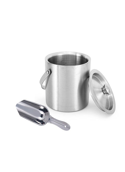 finality Double Wall Stainless Steel Plain Ice Bucket with Ice Scoop Ice Picker 175 litres Ice Cold for 6 h with Handle bar Tools for Home bar Accessories Mini bar
