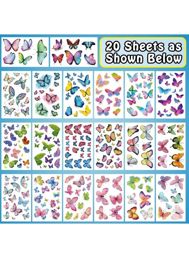 Leesgel 260 Style (20 Sheet) Butterfly Temporary Tattoo Kids, Glitter Butterfly Temporary Tattoos for Girls Birthday Party, Butterfly Party Decorations Supplies - Image 2