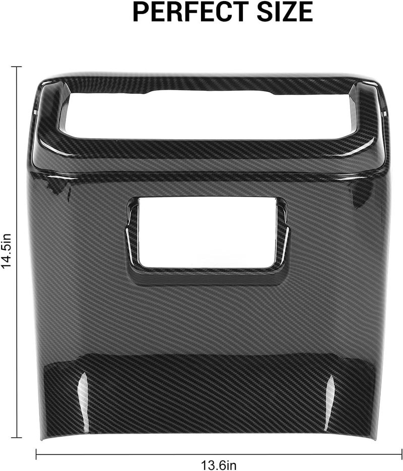 Jimen Rear Armrest Box Air Vent Outlet Cover Trim Panel for 2021-2022 Ford F150 (Carbon Fiber Grain) - Image 2