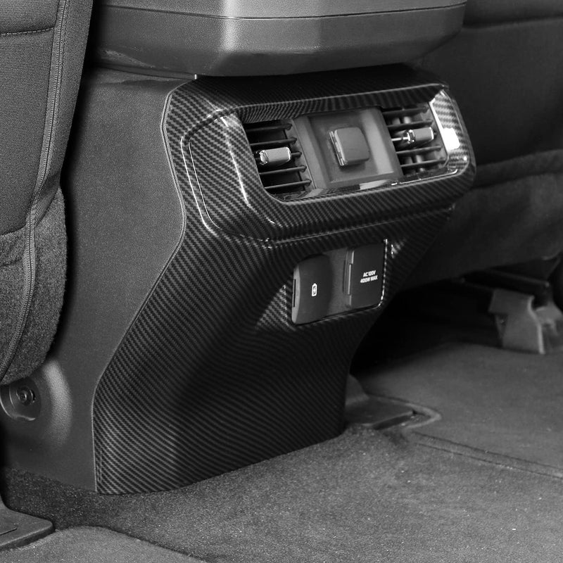 Jimen Rear Armrest Box Air Vent Outlet Cover Trim Panel for 2021-2022 Ford F150 (Carbon Fiber Grain) - Image 5