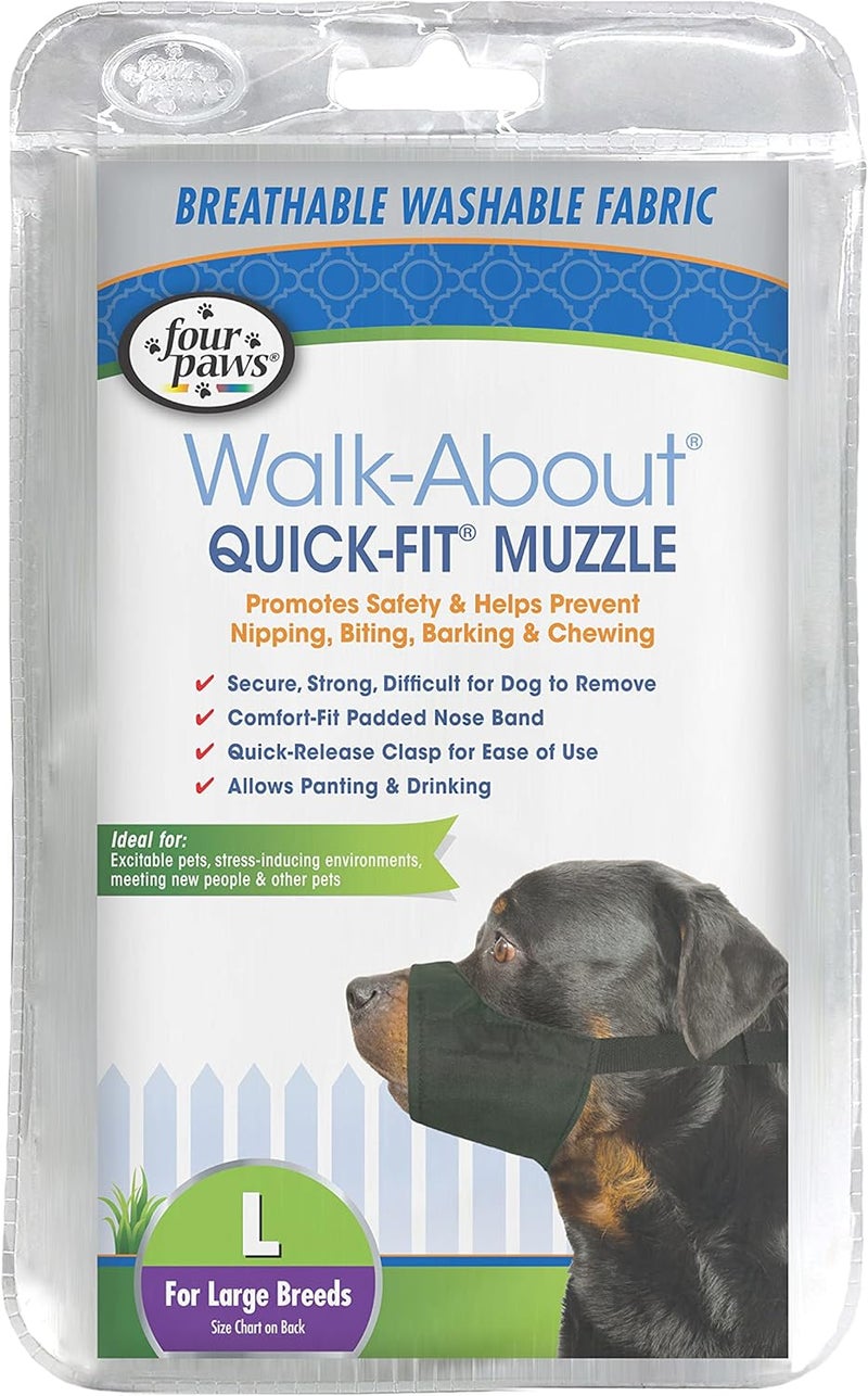 Four Paws Quick Fit Muzzle for Large Breeds - Adjustable and Washable Nylon Dog Muzzle - Image 1