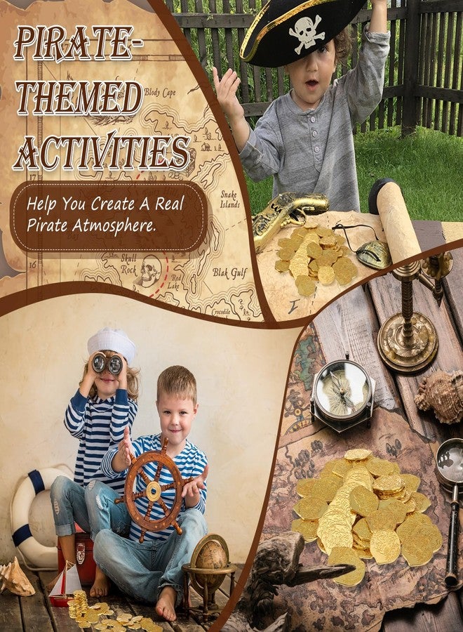 Hanaive 200 Pcs Metal Pirate Coins Set Gold Coins Treasure Chest Spanish Doubloon Fake Tokens for Boys and Girls Board Games Pirate Party Cosplay(Gold) - Image 3