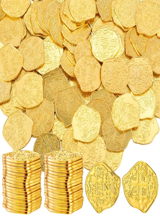 Hanaive 200 Pcs Metal Pirate Coins Set Gold Coins Treasure Chest Spanish Doubloon Fake Tokens for Boys and Girls Board Games Pirate Party Cosplay(Gold) - Image 1