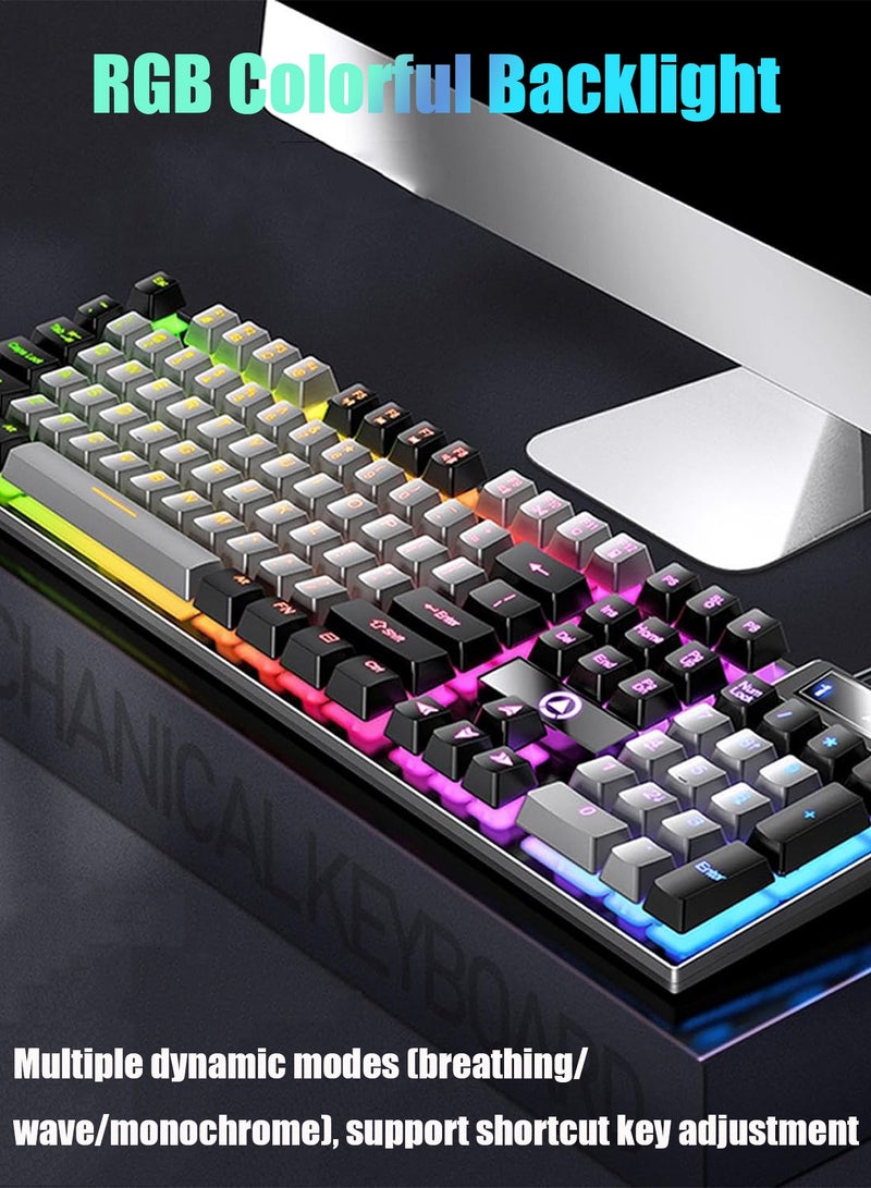 هيروكس لوحة مفاتيح للألعاب مزودة بـ 104 مفتاحًا مع إضاءة خلفية RGB، سلكية مقاومة للماء والغبار، مزودة بمنفذ USB للاعبين/الكمبيوتر - Image 4