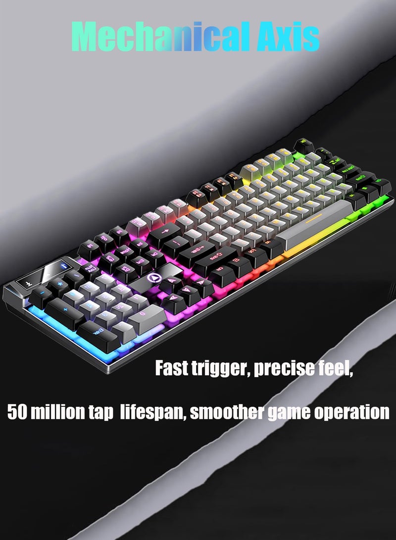 هيروكس لوحة مفاتيح للألعاب مزودة بـ 104 مفتاحًا مع إضاءة خلفية RGB، سلكية مقاومة للماء والغبار، مزودة بمنفذ USB للاعبين/الكمبيوتر - Image 3