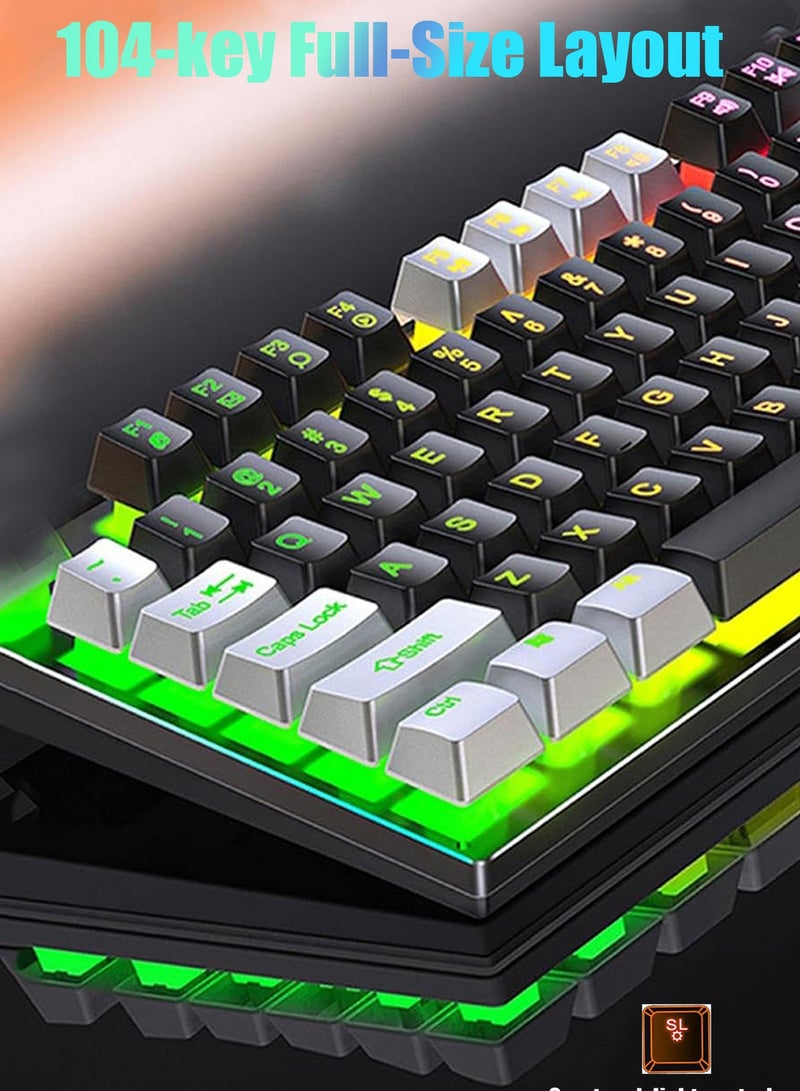 هيروكس لوحة مفاتيح للألعاب مزودة بـ 104 مفتاحًا مع إضاءة خلفية RGB، سلكية مقاومة للماء والغبار، مزودة بمنفذ USB للاعبين/الكمبيوتر - Image 2
