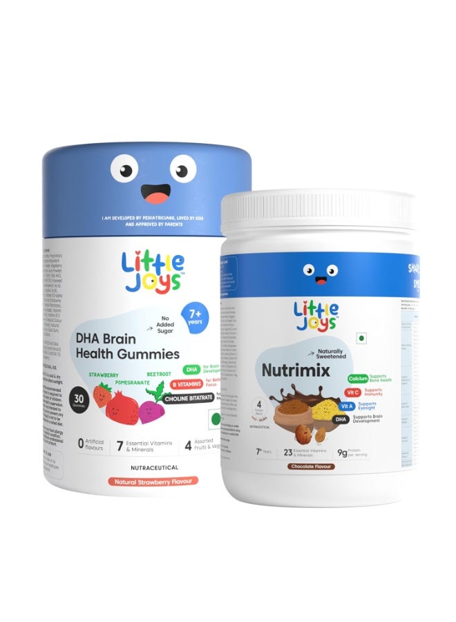 Little Joys Brain Development Kit (7-12 Years) | With NutriMix (350g) & Brain Health Gummies (30 day pack) | Omega 3 DHA-Packed Kit for Better Focus & Memory - Image 4