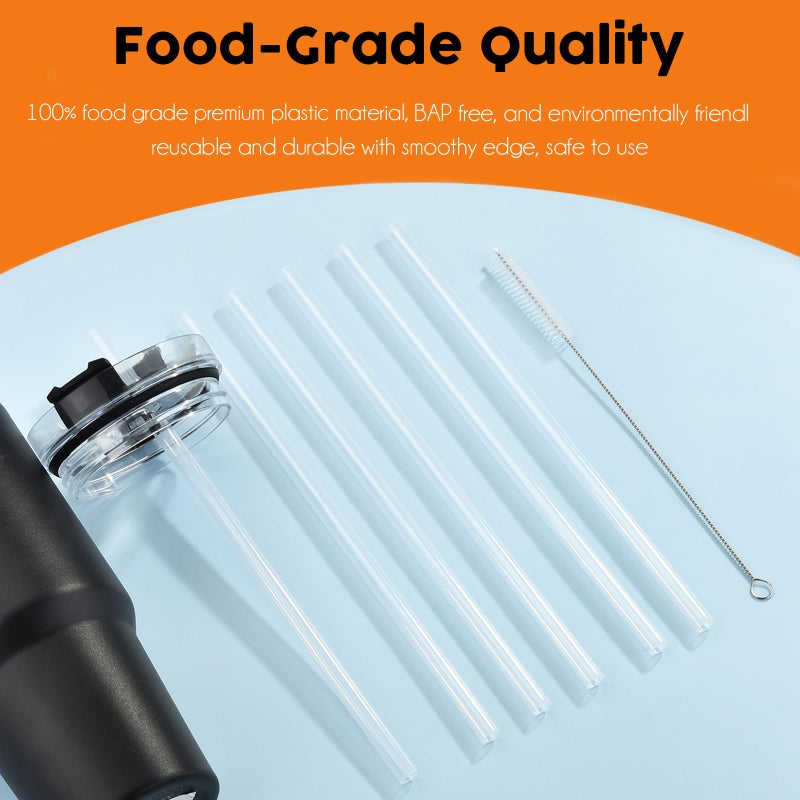 ALINK Clear Replacement Straws for Stanley 20oz 14oz Tumble, 6 Pack Reusable Straws for Stanley Quencher 20oz 14oz Cups with Cleaning Brush, Dishwasher Safe and BPA Free - Image 5
