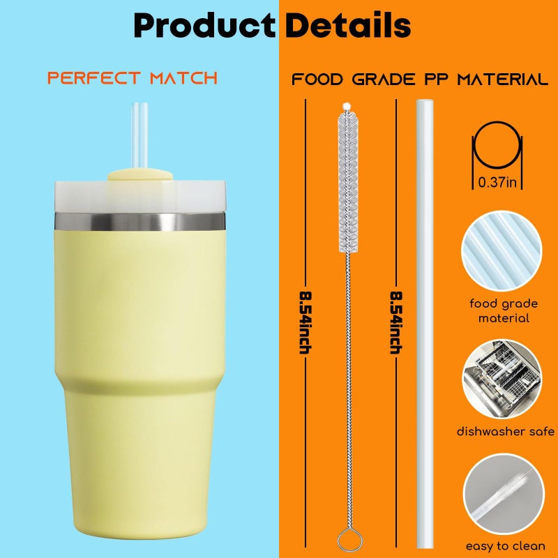 ALINK Clear Replacement Straws for Stanley 20oz 14oz Tumble, 6 Pack Reusable Straws for Stanley Quencher 20oz 14oz Cups with Cleaning Brush, Dishwasher Safe and BPA Free - Image 2