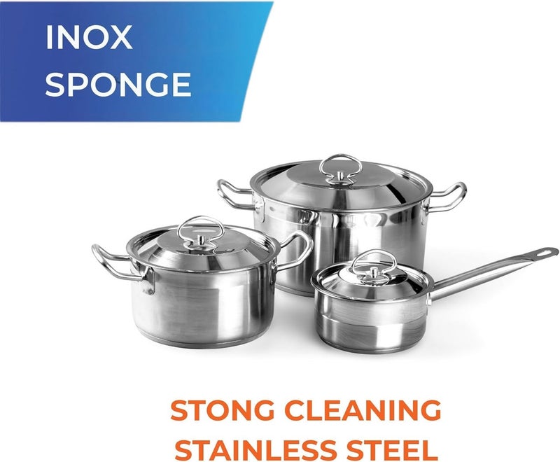 Macromax Inox Sponge – Dual Action Stainless Steel and Foam Cleaning Sponge for Pots & Pans - Image 2