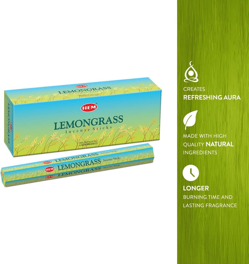 HEM Lemongrass Incense Sticks - 20 Sticks per Pack, Set of 6 Packs - Image 5