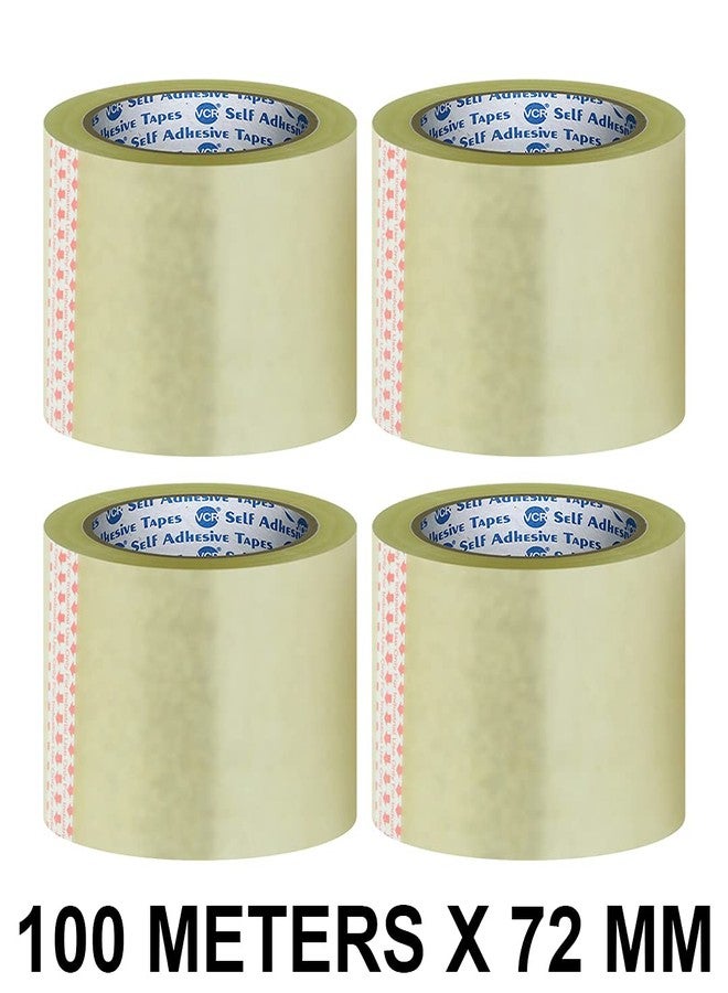 VCR Self Adhesive Transparent Cello Tape - 100 Meters in Length - 72mm / 3" Width - 4 Rolls Per Pack - BOPP Industrial Packaging Tape for E-Commerce Box Packing, Office and Home use - Image 3