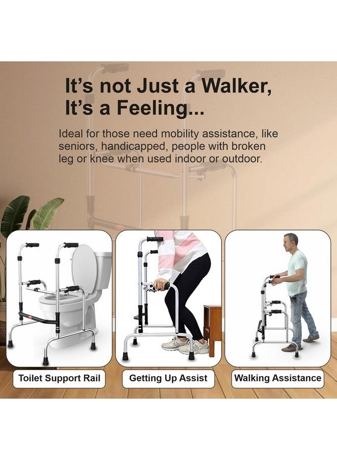 EASYCARE 5-Level Adjustable Height Step Walker | Lightweight & Foldable Aluminum Walker | Safe & Stable Support for Elderly, Dual Reciprocal Mode, Stand Assist, Sturdy Frame for Rising Aid - Image 4