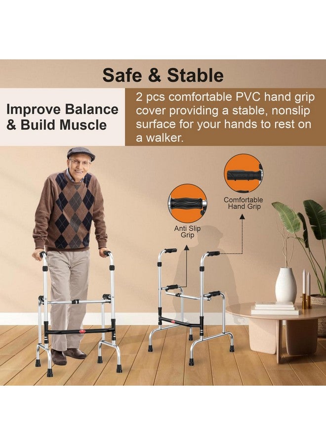 EASYCARE 5-Level Adjustable Height Step Walker | Lightweight & Foldable Aluminum Walker | Safe & Stable Support for Elderly, Dual Reciprocal Mode, Stand Assist, Sturdy Frame for Rising Aid - Image 2