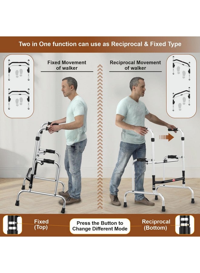 EASYCARE 5-Level Adjustable Height Step Walker | Lightweight & Foldable Aluminum Walker | Safe & Stable Support for Elderly, Dual Reciprocal Mode, Stand Assist, Sturdy Frame for Rising Aid - Image 5