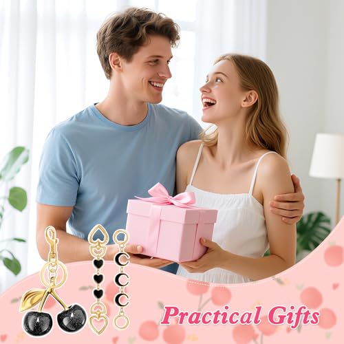 Tmtains 3Pcs Bag Extender Chain Gold Purse Extender Chain Heart Moon Purse Strap Extenders Black Cherry Purses Strap Replacement Crossbody Bags Accessories for Women Cute Bag Charms for Handbags Tote Bags - Image 5