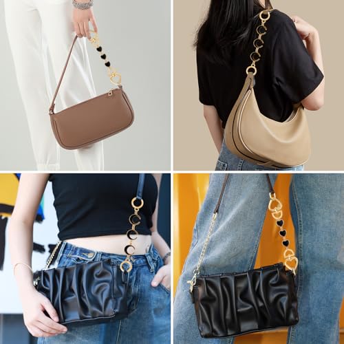 Tmtains 3Pcs Bag Extender Chain Gold Purse Extender Chain Heart Moon Purse Strap Extenders Black Cherry Purses Strap Replacement Crossbody Bags Accessories for Women Cute Bag Charms for Handbags Tote Bags - Image 3