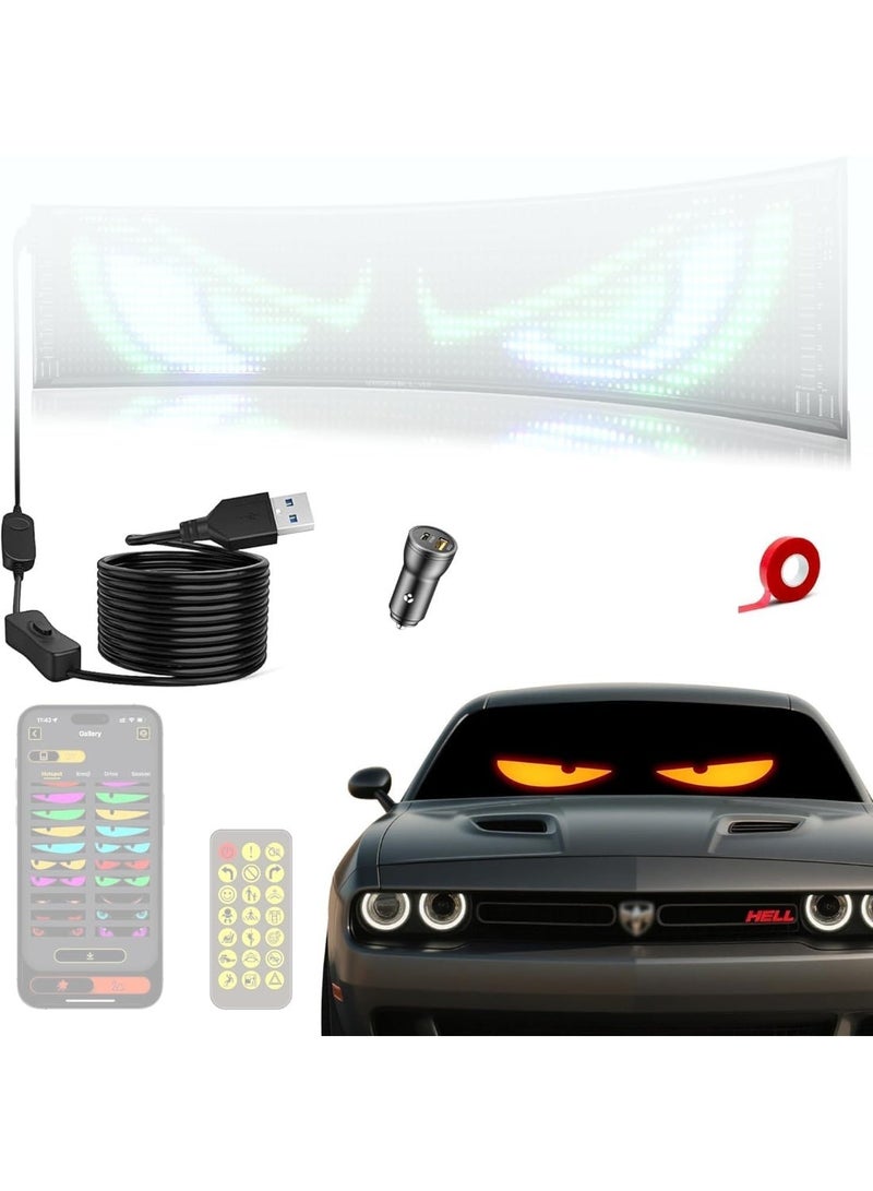 YOUWE7 Devil Eyes Light for Cars, 70×173MM LED Eyes For Car Windshield, Programmable Ultra-Thin Flexible LED Eyes for Truck Windshield, with Bluetooth APP & Remote Control for Cars,Trucks,Stores 1pcs - Image 1