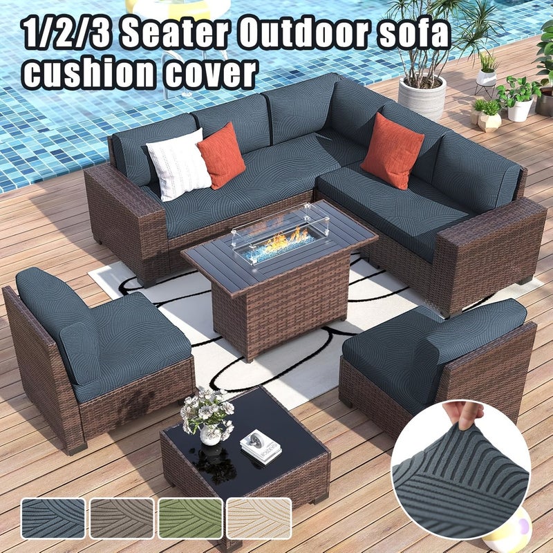 Deep Gray 1 Seat Stretch Outdoor Sofa Cover Arc Floral Pattern Machine Washable - Image 2